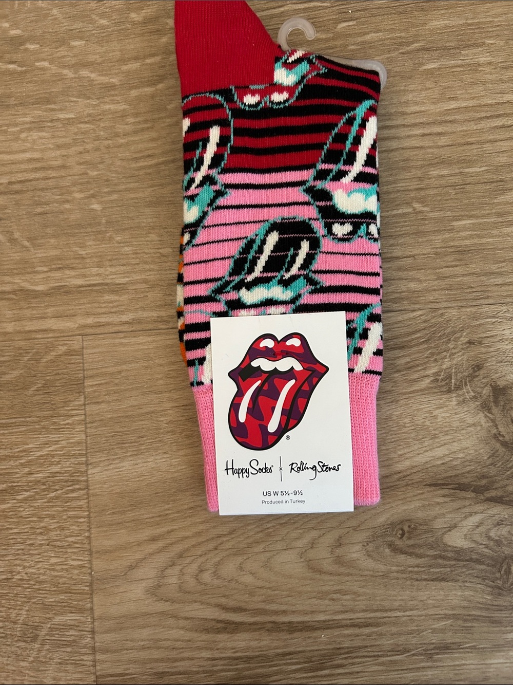 Happy Socks Pink, Black & Teal Rolling Stones Graphic Crew Socks